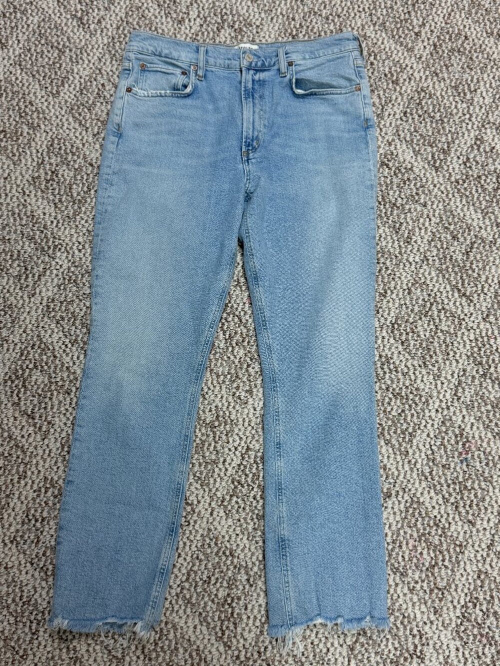 AGOLDE Merrel Jeans Size 29 High Rise Straight Raw Hem Premium Denim - Picture 2 of 6